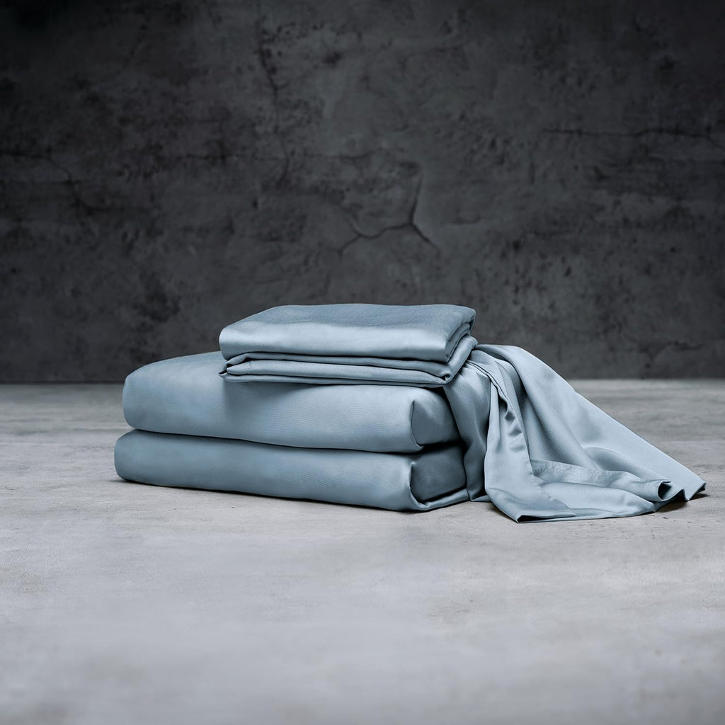 LUXOME Luxury Sheet Set | 100% Rayon (Viscose) from Bamboo | Queen Size - Surf | Deep Pockets | 4-Piece Set (Fitted, Flat, 2 Pillowcases)