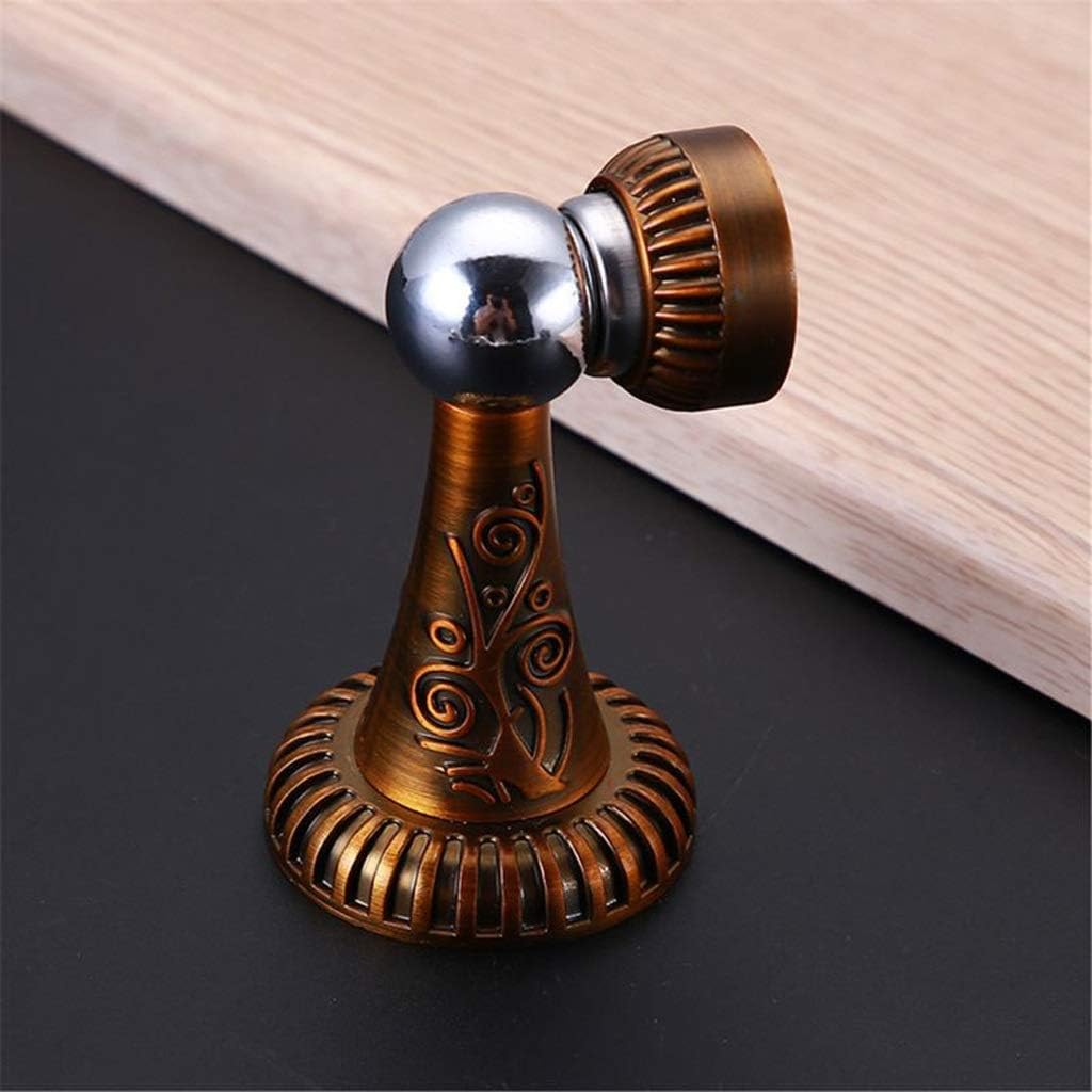 Classical Pattern Magnetic Door Stops Door Stopper Holder Catch Floor Fitting Bumper Zinc Alloy(Orange)