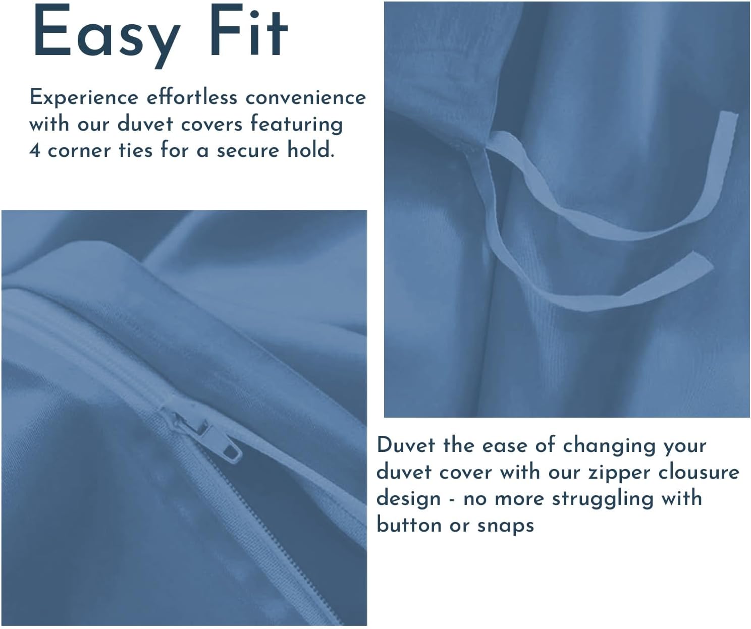 Linenwalas Duvet Cover Set Oversized King Size - Viscose Derived from Bamboo Soft, Breathable, Light Weight, Cooling Comforter Cover with Zipper Closure and Corner Ties (Oversized King, Bahamas Blue)