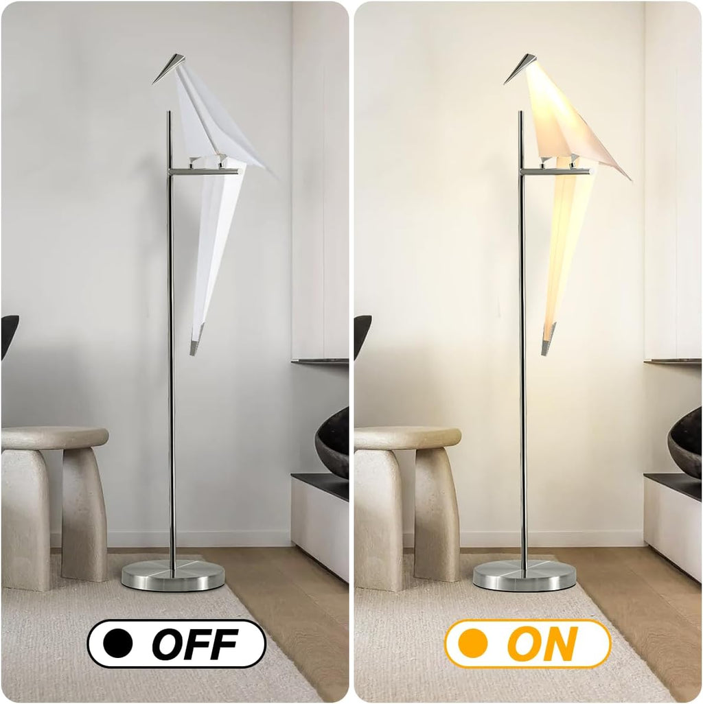 62-Inch Modern LED Bird Floor Lamp for Living Room, Modern Silver Standing Lamp with Bird Shade Floor Light Metal Fixtures for Bedroom Office