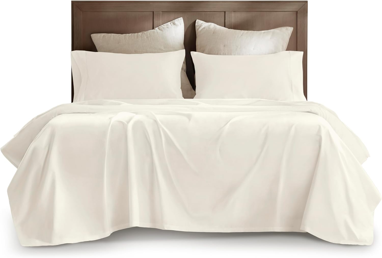 Harbor House Luxury 100% Egyptian Cotton Sheet Set, 400 Thread Count Sateen Weave, Soft & Breathable Bed Sheets with Deep Pocket, 4-Piece Queen Bedding Set, Ivory