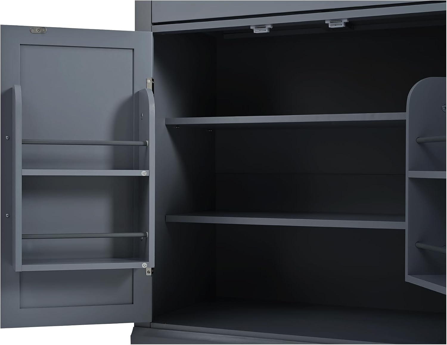 Modern Kitchen Pantry Storage Cabinet, Buffet Food Storage, Buffet Cabinet with 2 Adjustable Shelves and 2 Door Shelves, Set of 2