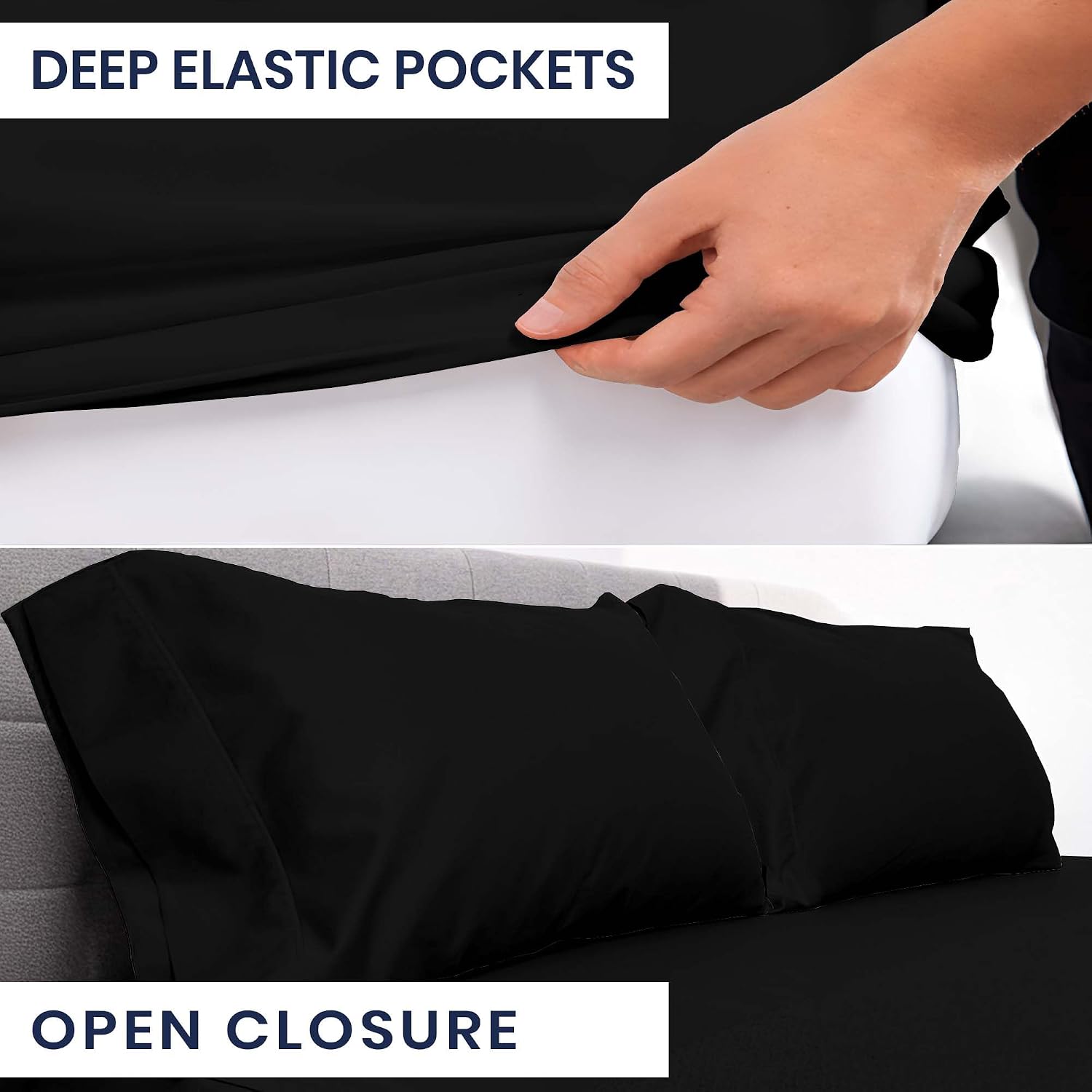 Kotton Culture Bed Sheets 4 Piece 100% Egyptian Cotton 600 Thread Count Soft Crisp Cooling Cotton Luxury Hotel Sheets Thick with 16' Inch Deep Pocket Snug Fit Smooth Sateen Weave (Black,Alaskan King)