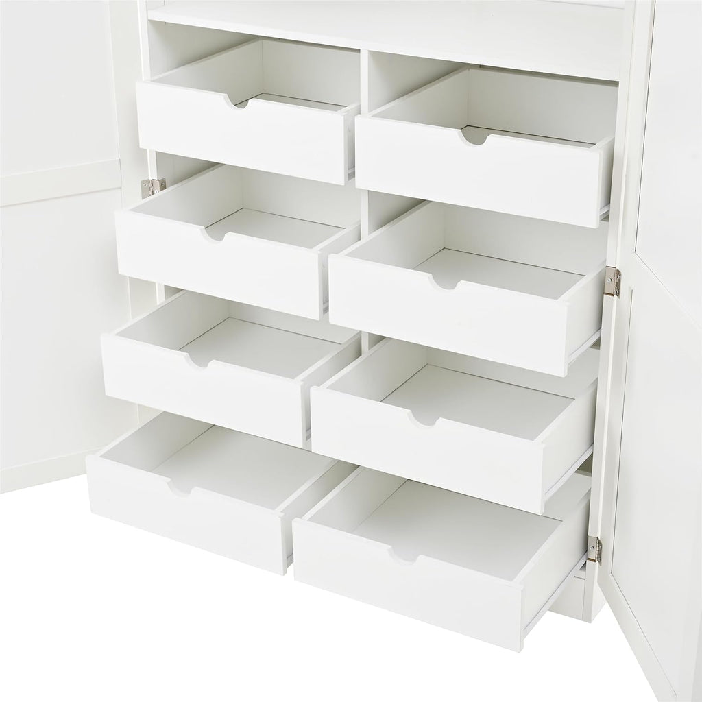 Merax 71' Tall Kitchen Pantry Cabinet with 4 Doors, 2 Door Shelves, 8 Pull-Out Trays and Adjustable Shelf, Freestanding Buffet Cabinet,White (35.5x17.6x70.9inch)
