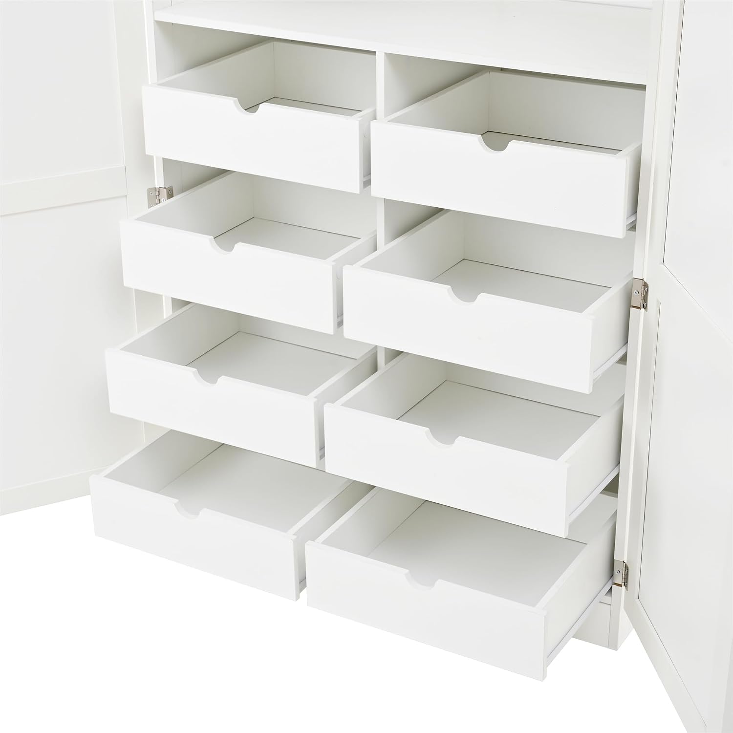 Merax 71' Tall Kitchen Pantry Cabinet with 4 Doors, 2 Door Shelves, 8 Pull-Out Trays and Adjustable Shelf, Freestanding Buffet Cabinet,White (35.5x17.6x70.9inch)
