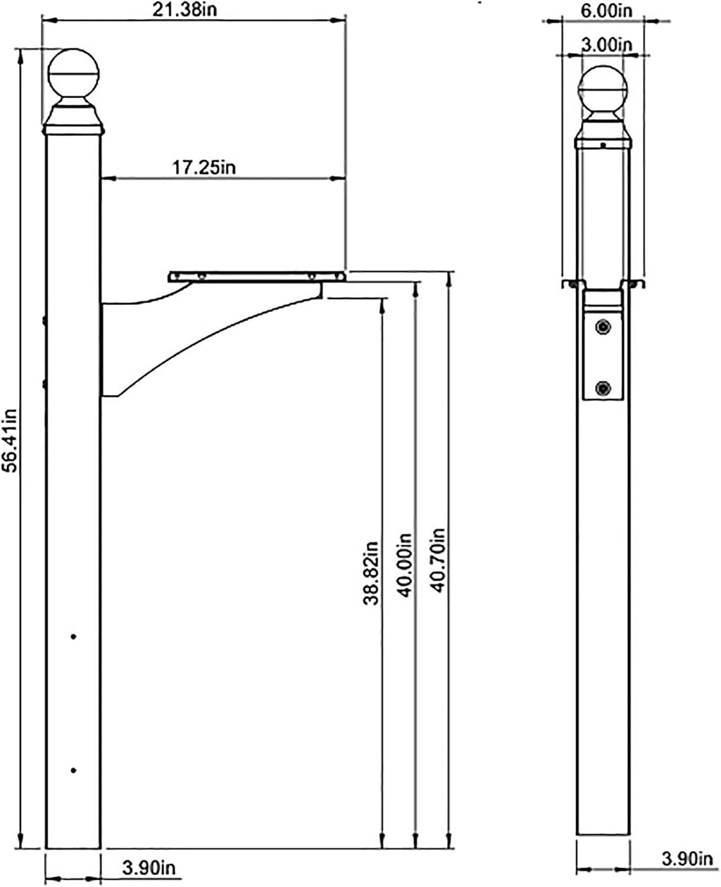Architectural Mailboxes Landover Aluminum Mailbox Post, Black