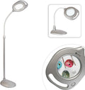 OttLite 2-in-1 LED Magnifier Floor & Table Light, Clearsun, Silver, Retail