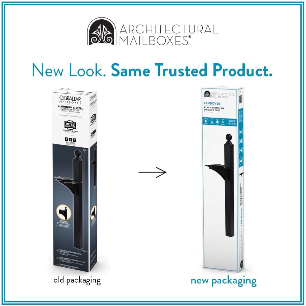 Architectural Mailboxes Landover Aluminum Mailbox Post, Black