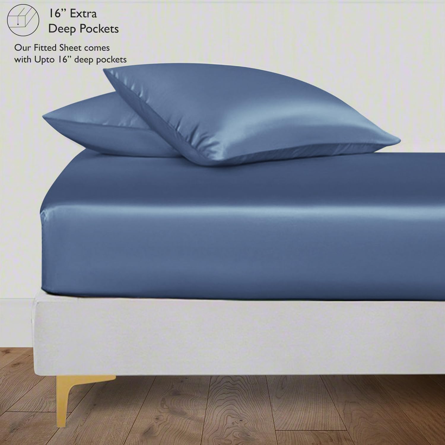 Linenwalas Duvet Cover Set California King Size - Viscose Derived from Bamboo Soft, Breathable, Light Weight, Zipper Closure and Corner Ties Comforter Cover with Fitted Sheet (Cal King, Bahamas Blue)