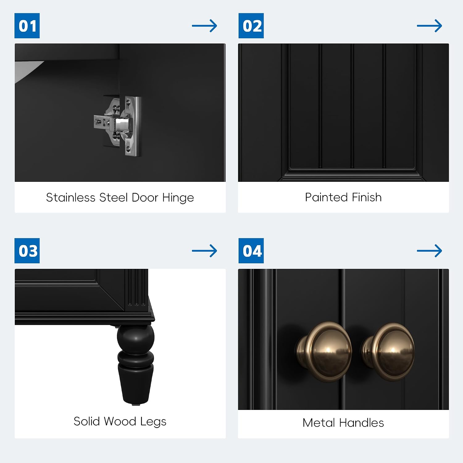 roomfitters 20' Bathroom Vanity with Sink Cabinet with 2 Doors Drawer Adjustable Foot Pads and Magnetic Door Stopper, Black