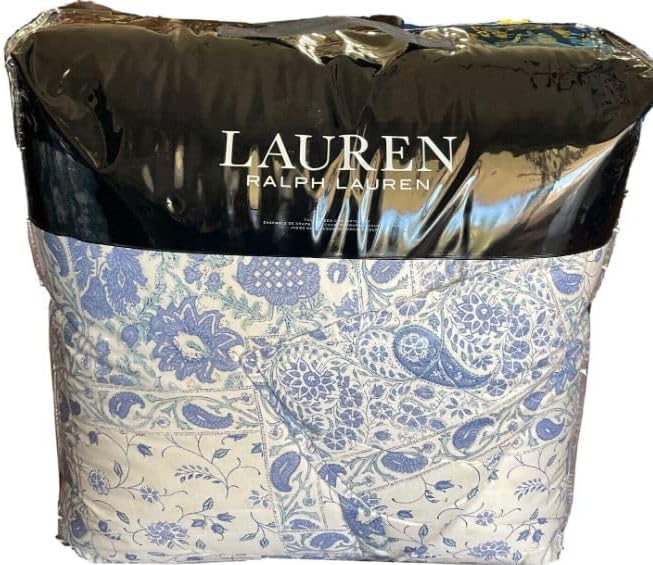 Lauren Ralph Lauren Callen Blue Green Paisley Floral on Off White Ground Full Queen 3 pc Comforter Set Shams (Queen)