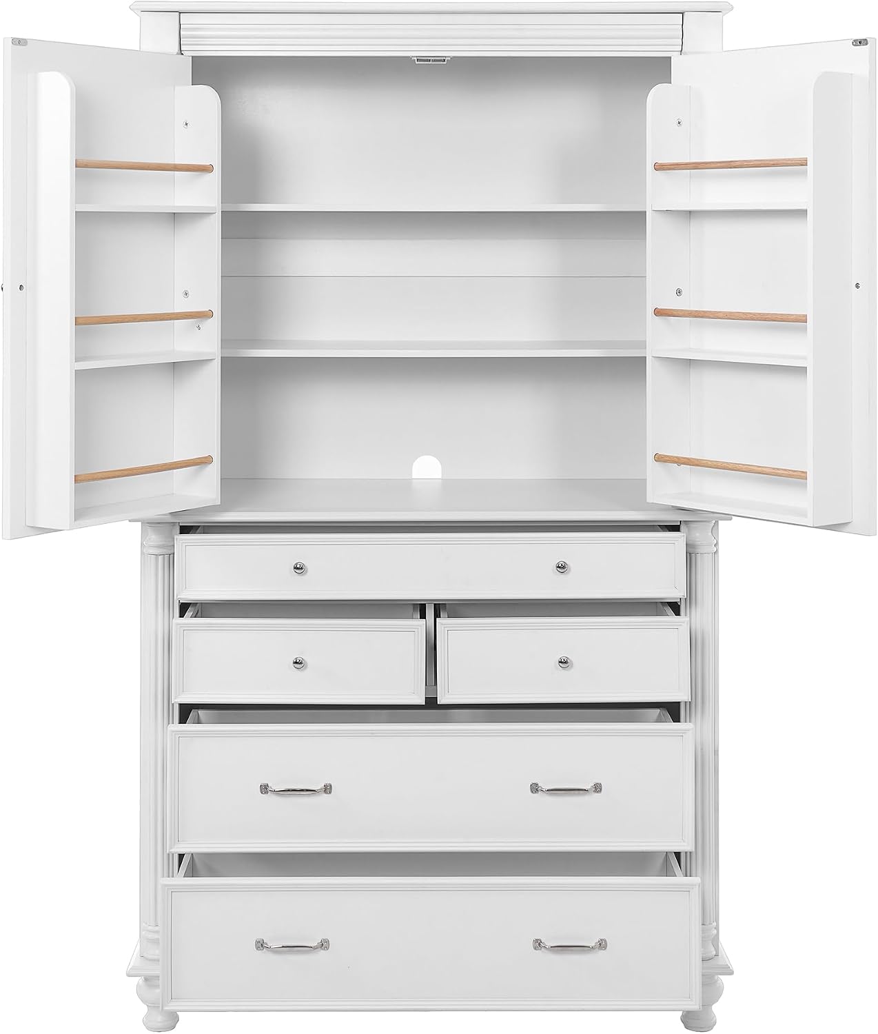 77.3 inch Tall Kitchen Pantry Cabinet with 6 Door Shelves and 2 Adjustable Shelves, Wooden Storage Cabinet Cupboard with 6 Drawers for Kitchen, Dining (White-83)