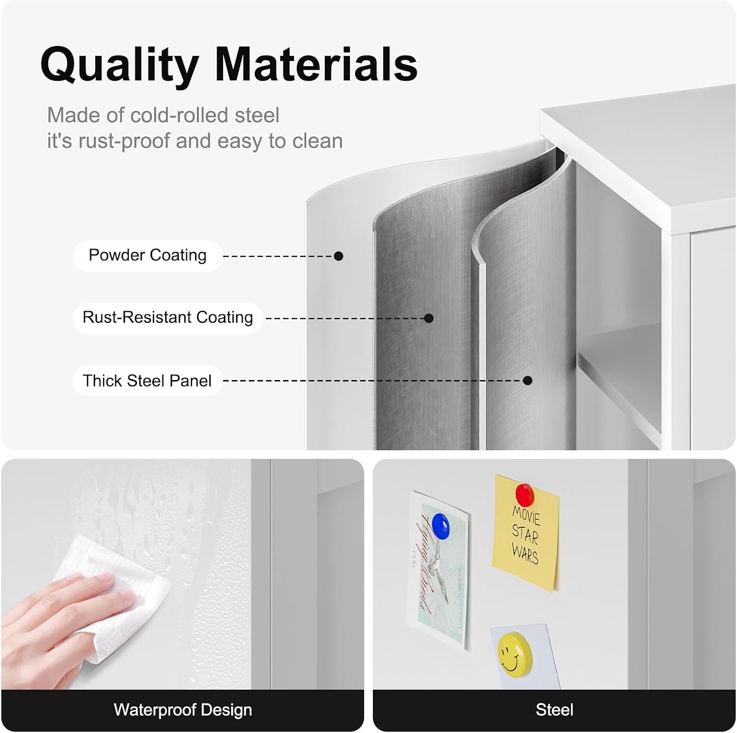 Bevivog Tall Bathroom Storage Cabinets,Slim Metal Cabinet with Open Shelf, Glass Display Door Freestanding Narrow Storage Organizers for Small Spaces,White Skinny Cabinets for Pantry,Living Room