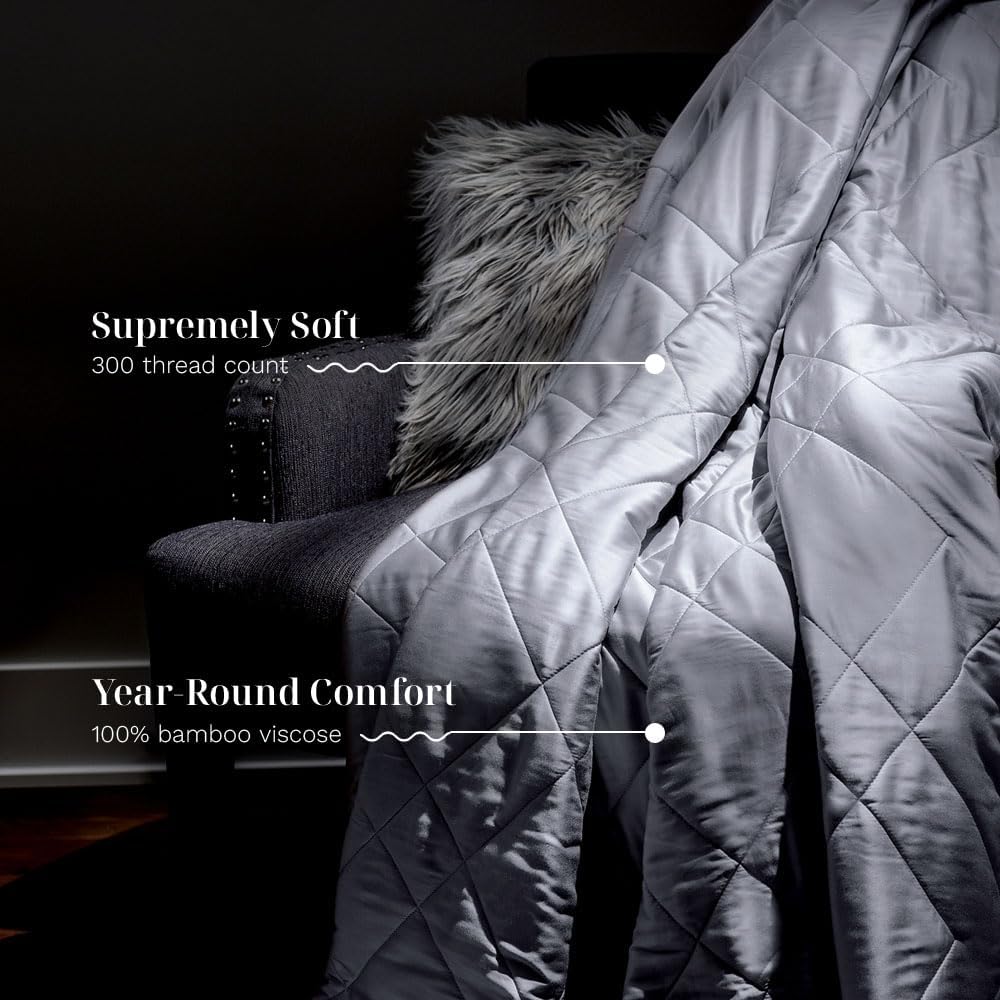LUXOME Lightweight Blanket | 100% Rayon (Viscose) from Bamboo Fabric & Fill | King/Cal King - 98'x92' | Thermal-Regulating | Stone