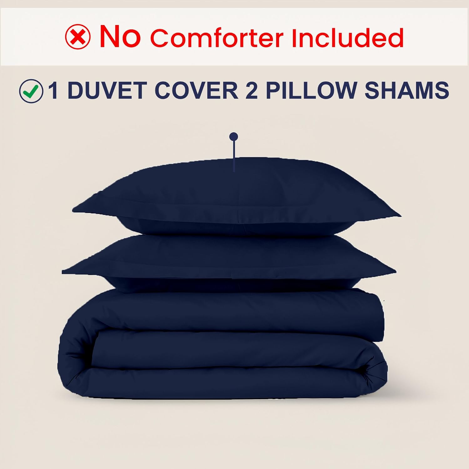 Kotton Culture 120'x120' 3 Pc Super King Plus/Super Oversize King Duvet Cover Set 100% Egyptian Cotton - 1000 TC, Zipper Closure & Corner Ties - Fits Only Extra Large Inserts - Navy Blue
