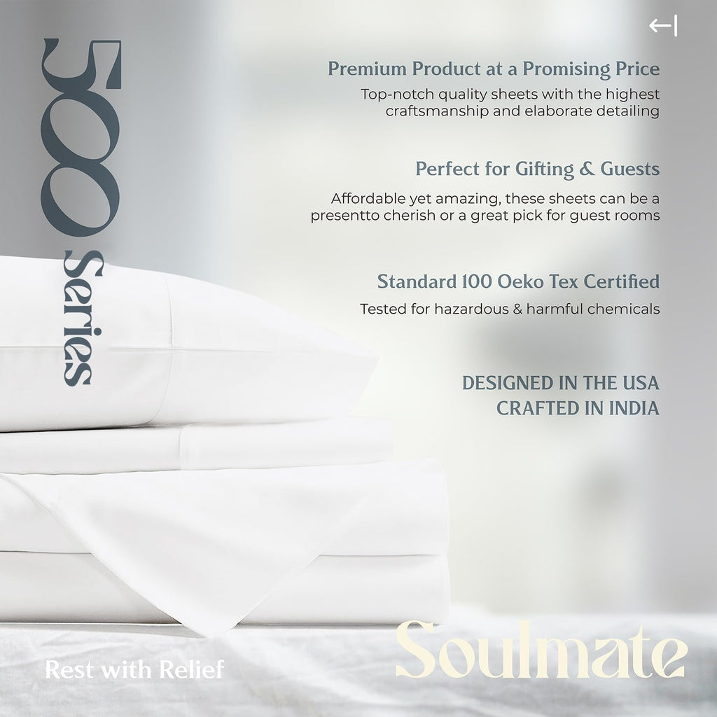 Mayfair Linen 100% Egyptian Cotton 2 Pack Full Sheet Set - Luxury 500 Series Soulmate Collection Cotton Sheets Full Size (8 PC, Light Blue), Silky Soft, Cooling 16' Deep Pocket Hotel Quality Sheet