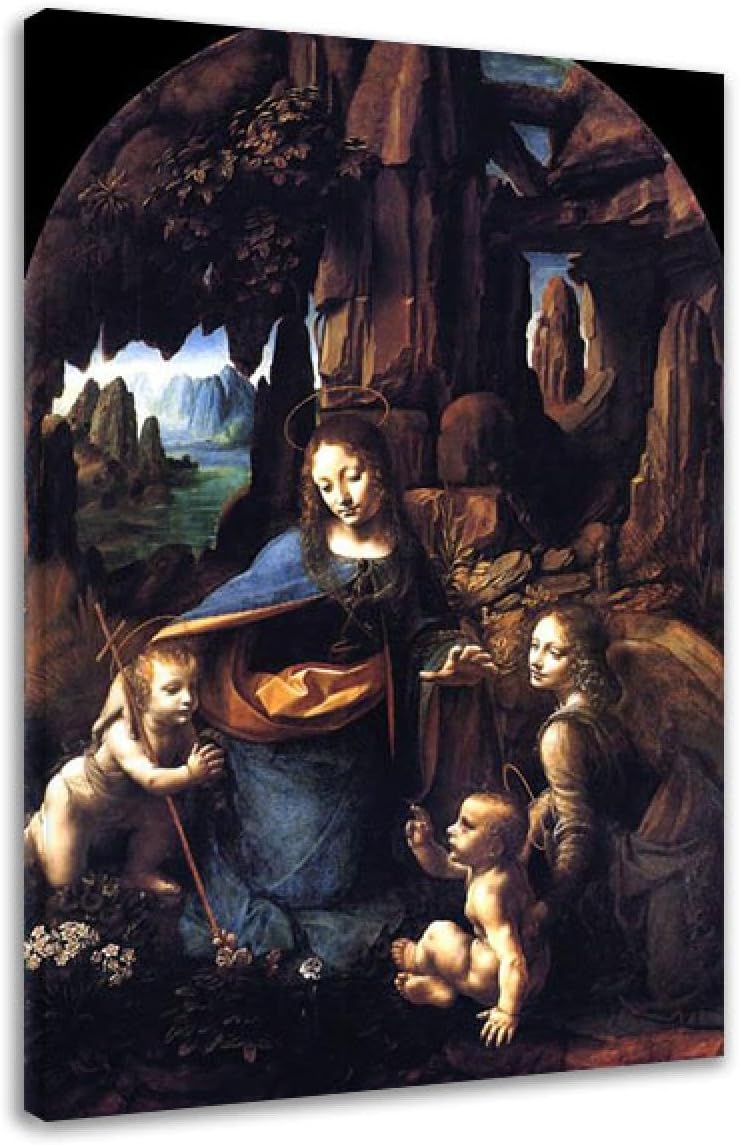 Religious Pictures 'Virgin of the Rocks' Print On Canvas Reproductions Of Famous Paintings Classic Canvas Wall Art Home Decor 30x48cm Framed