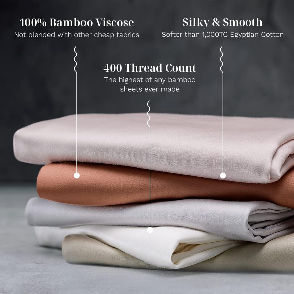 LUXOME Luxury Sheet Set | 100% Rayon (Viscose) from Bamboo | Twin Size - Blush | Deep Pockets | 3-Piece Set (Fitted, Flat, Pillowcase)