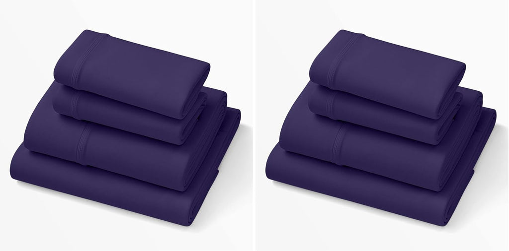 Purple SoftStretch Sheets, Queen Size, Rayon Blend, Moisture-Wicking, Deep Purple, Fits All Mattresses, Stretch for Adaptive Support (Pack of 2)