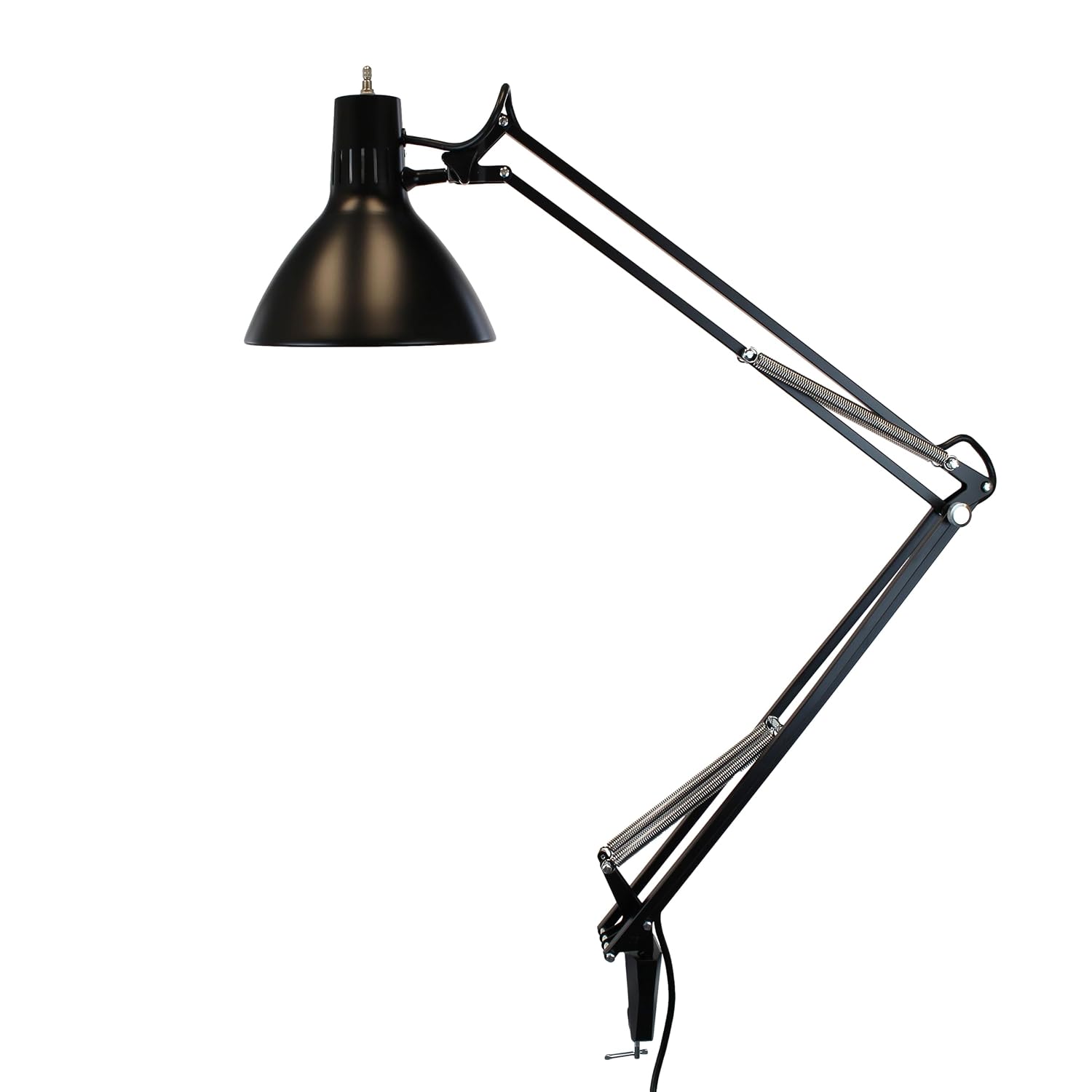 Luxo LS1ABK LS 23W CFL Task Light, 45' Powder-Coated Arm with External Springs, Edge Clamp, Black