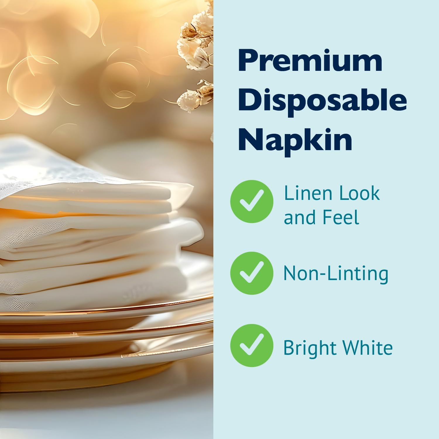 Morcon Valay 400VN Paper Napkins with Linen-Feel for Events & Restaurants, Upscale Dining Parties or Weddings, Durable and Absorbent White Paper Dinner Napkins Disposable, 1000 Count