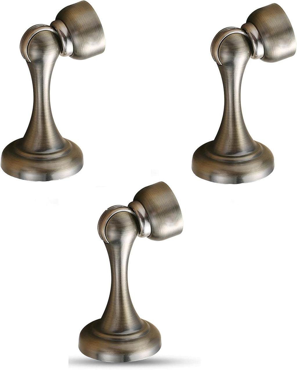 Door Stop Stopper Holder Magnetic,3 Pack White Brushed Nickel Catch Floor Wall Mount Stainless Steel for Office