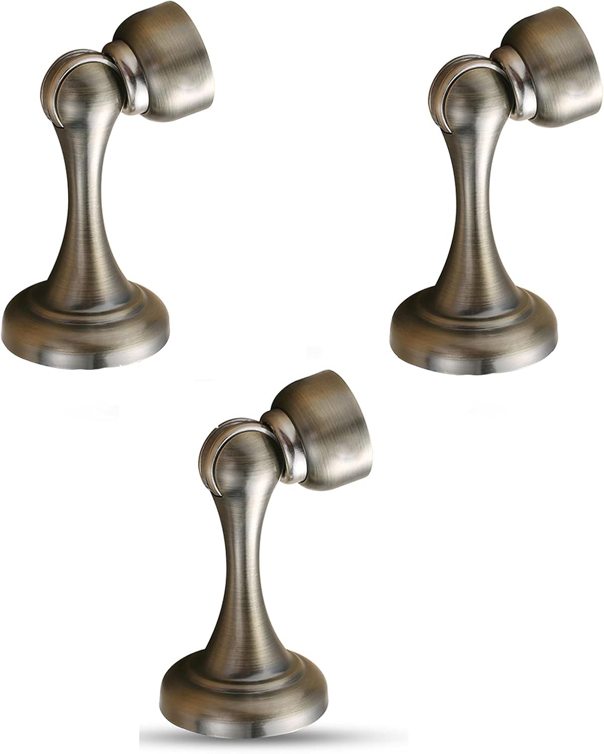 Door Stop Stopper Holder Magnetic,3 Pack White Brushed Nickel Catch Floor Wall Mount Stainless Steel for Office