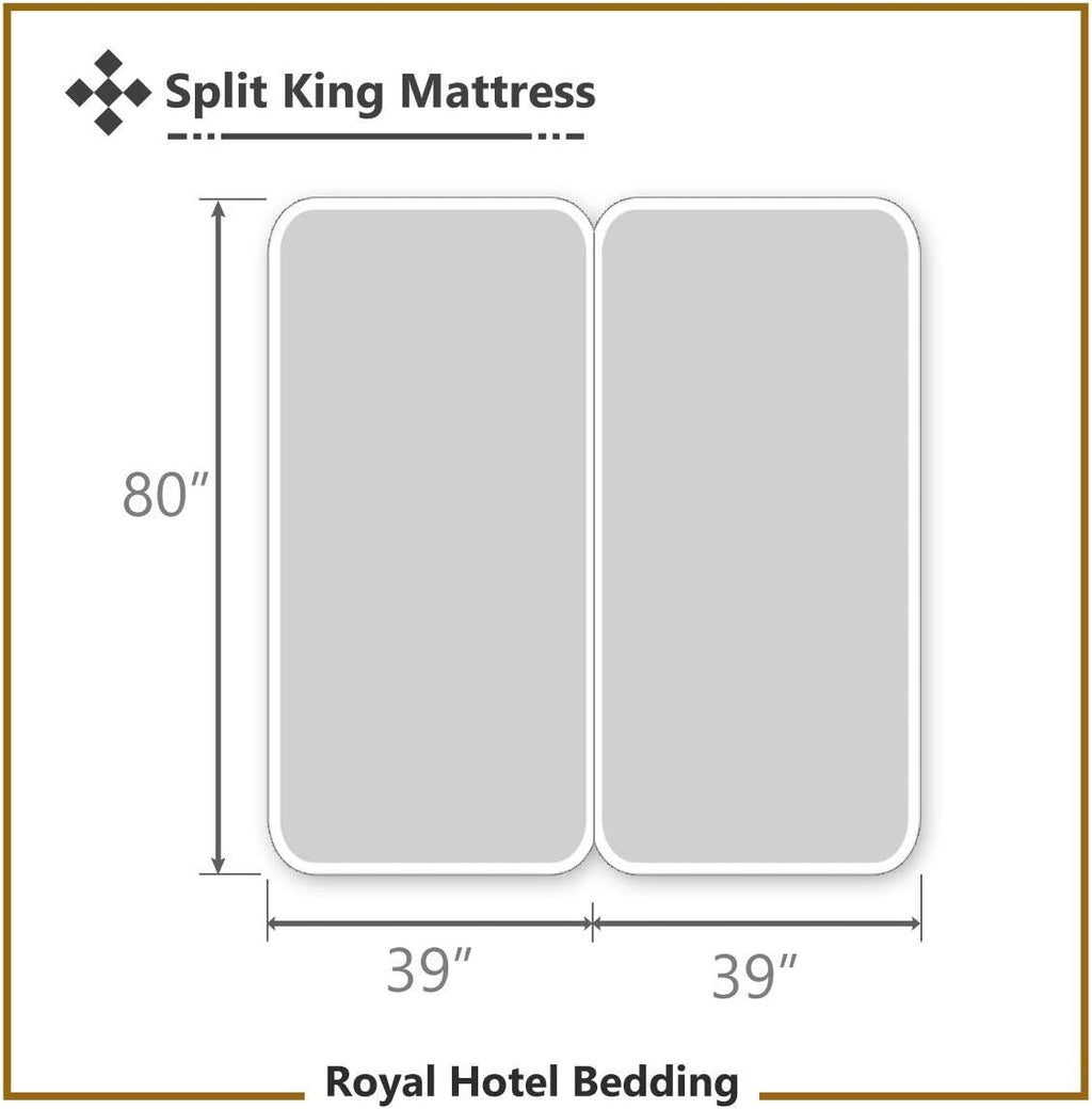 Royal Hotel Bedding Luxury Heavyweight 1000 Thread Count 5pc Bed Sheet Set 100% Cotton, Cool - Durable, Soft and Breathable Deep Pocket Sheets in Split-King - Adjustable King Size Bed, White