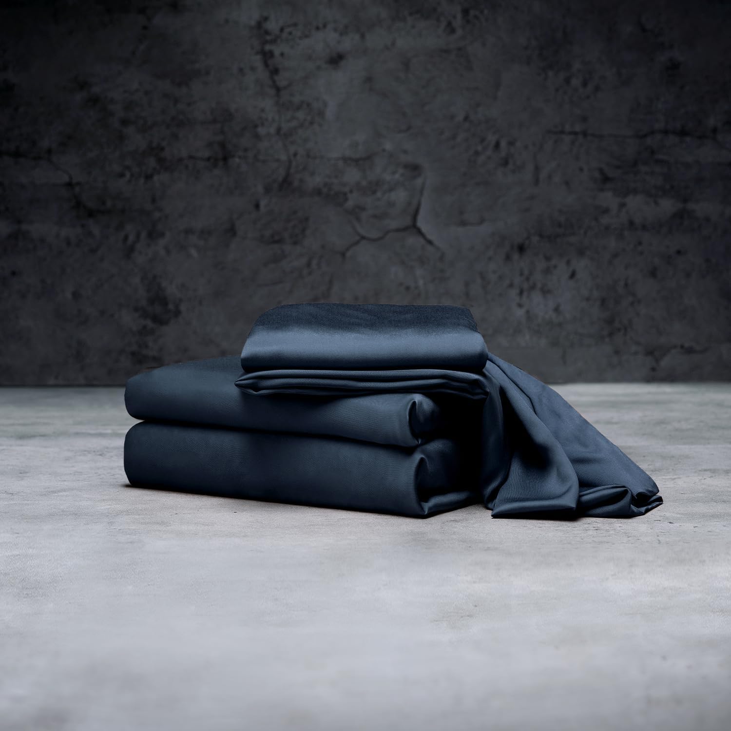 LUXOME Luxury Sheet Set | 100% Rayon (Viscose) from Bamboo | Queen Size - Navy | Deep Pockets | 4-Piece Set (Fitted, Flat, 2 Pillowcases)