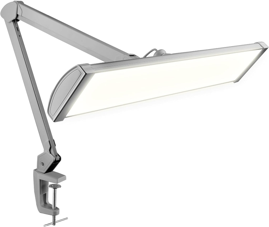 Neatfi 3,500 Lumens LED Desk Lamp – 45W Dimmable Task Light | Adjustable Color Temperature | 3 Light Modes | 540 SMD LEDs | Reading, Craft, Workbench & Office (Silver-2, 26-Inch Wide Shade)