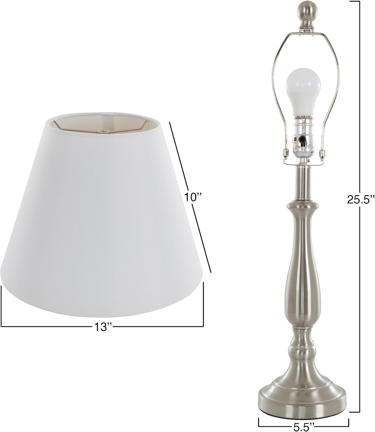 Lavish Home 3-Piece Home Lighting Set - Coordinating Bundle with 2 Table Lamps and 1 Floor Lamp for Home and Office Decor (Silver)