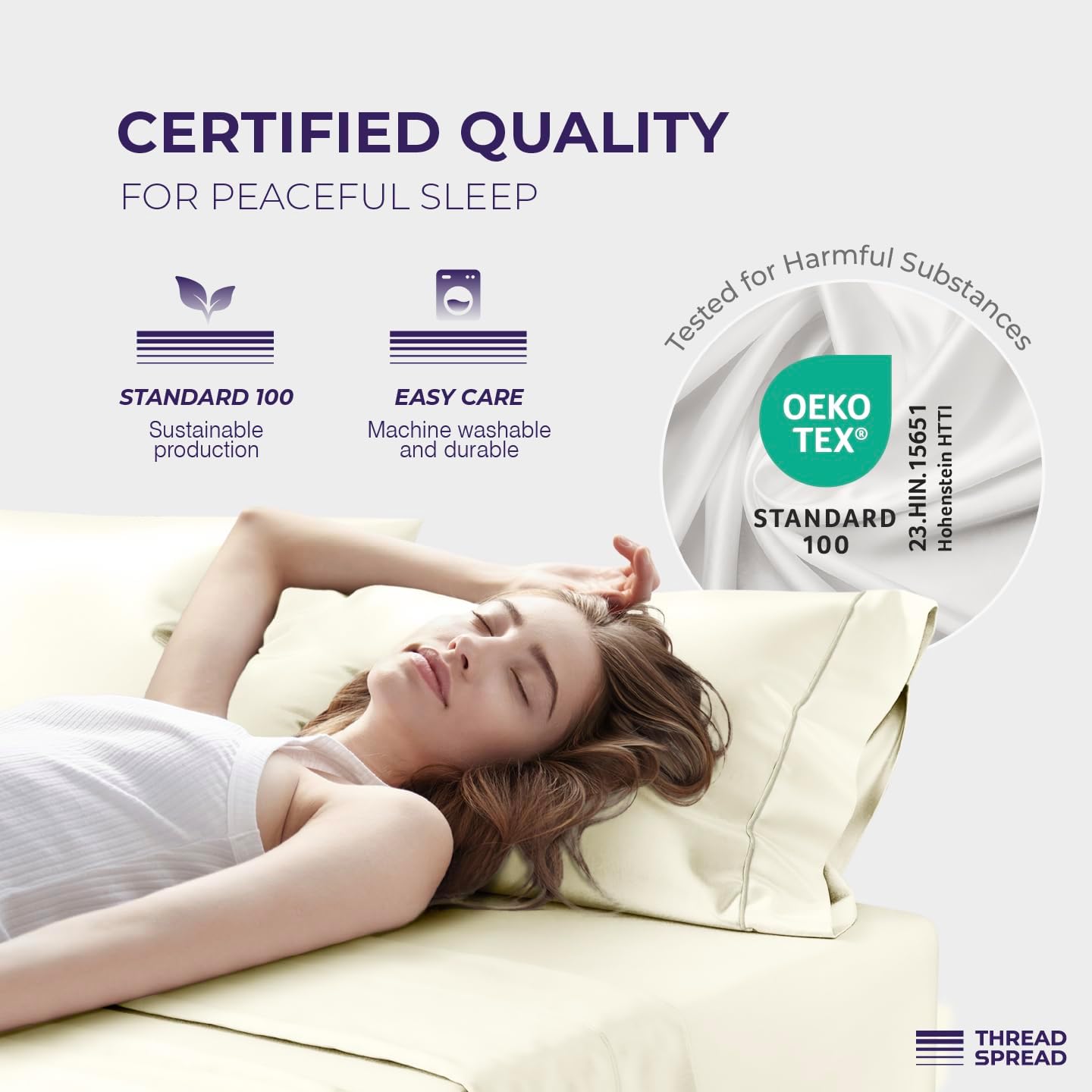 THREAD SPREAD 100% Egyptian Cotton California King Sheets Set - 2000 Series Luxury Cal King Bed Sheets, Soft & Cooling Sateen Weave, 17' Extra Deep Pocket Hotel Collection Sheet (4 Pc, Ivory)