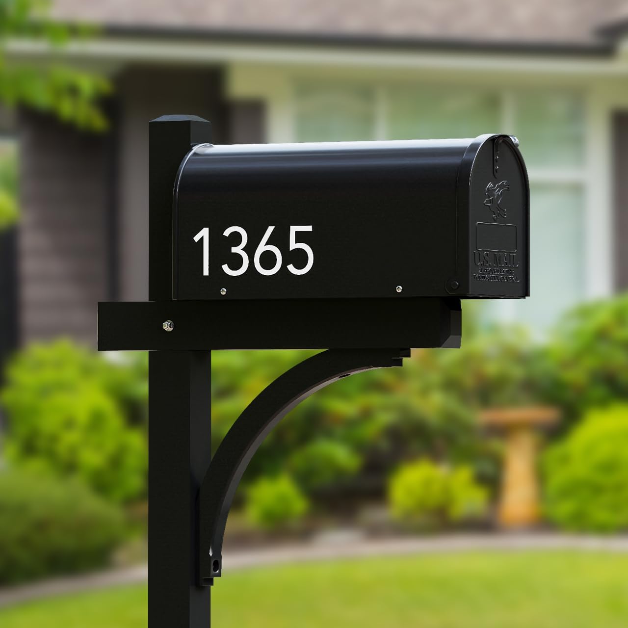 The Glenbrook Aluminum Mailbox Post - Complete System with Steel Mailbox and Aluminum Post Included (All Black)