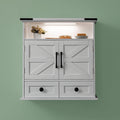 Bathroom Wall Cabinet, 23' x 25' Farmhouse Over The Toilet Storage with Motion LED Light & Safety Drawers, Wooden Medicine Cabinet, Water-Resistant White Organizer (9' Depth)