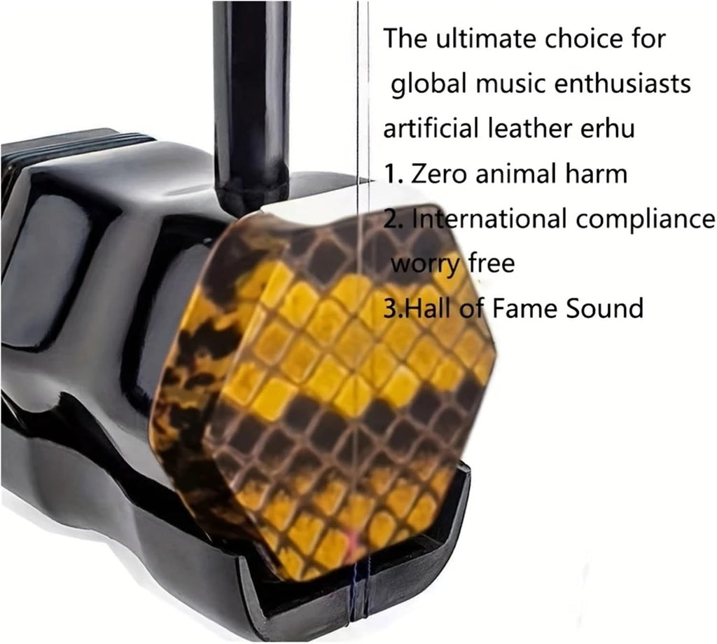 32-Inch Beginner's Erhu - Handcrafted Traditional Chinese Musical Instrument with, Zero Animal Harm, International Compliance, Worry-Free Sound, Includes Protective Case