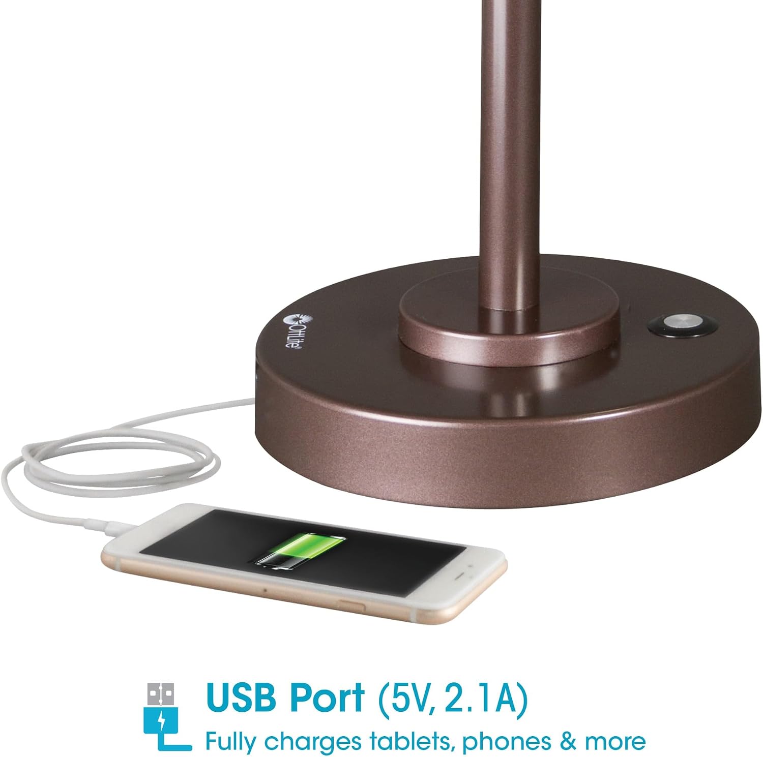 OttLite Restore LED Desk Lamp with 2.1A USB Port, Bronze