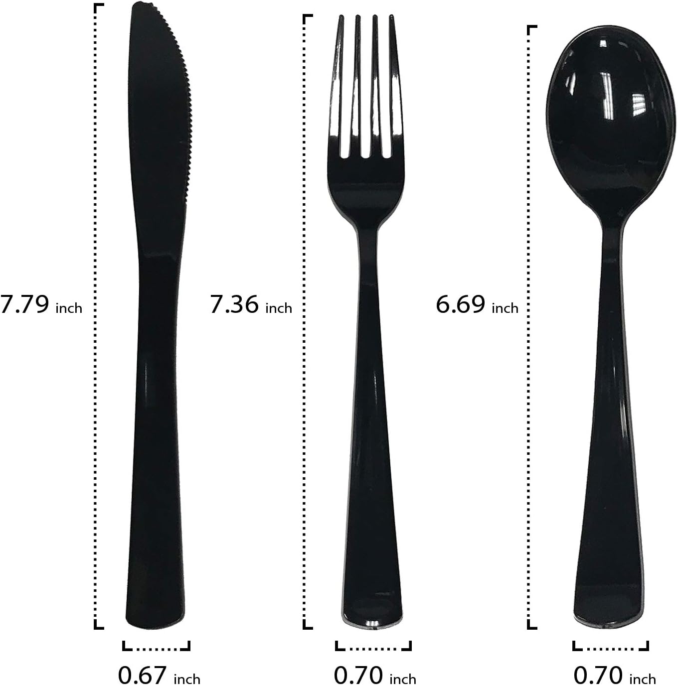 Party Essentials Party Supplies Wrapped Silverware Set Disposable, Pre Rolled Napkin and Cutlery, Spoons/Forks/Knives Black, 50 Units (Pack of 6)