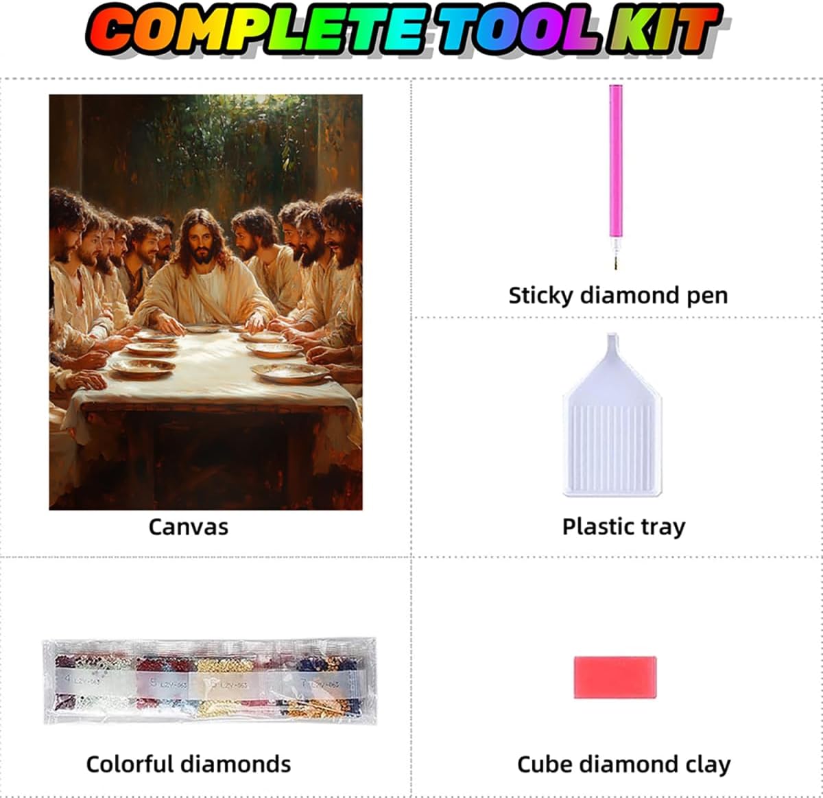 The Last Supper Dimond Painting Kit, Reunion Diamond Art Kits for Adults DIY 5D Full Square Dirll Crystal Gem Art Paintings Embroidery Crafts Picture, Home Wall Decor, Gifts for Women 36x48in f4-61