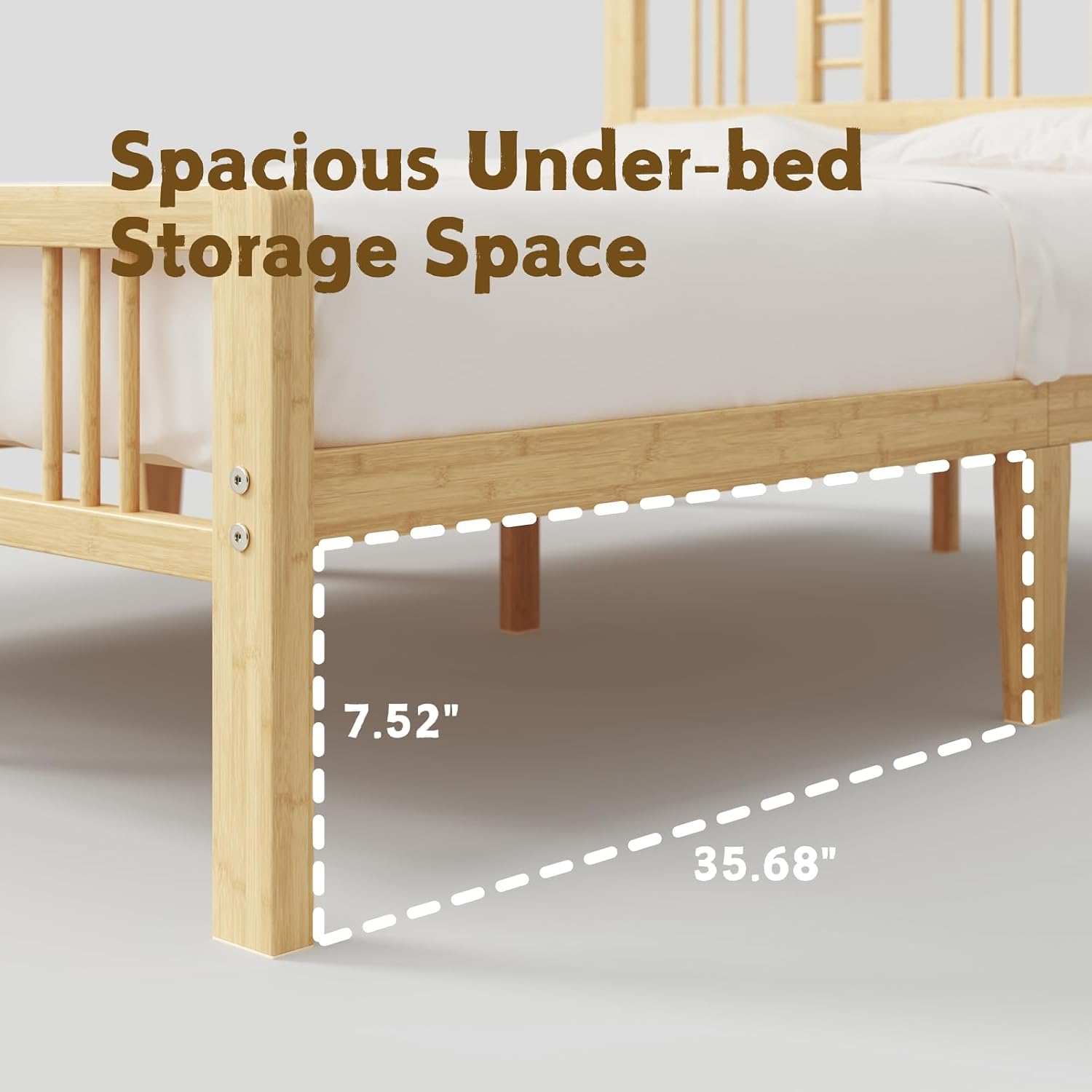 10 Inch High Bamboo Twin Bed Frame with Headboard and Footboard, Wood Bed Frame Twin Metal Slat Support Heavy Duty, No Box Spring Needed, Easy Assembly, Noise Free, Reinforced