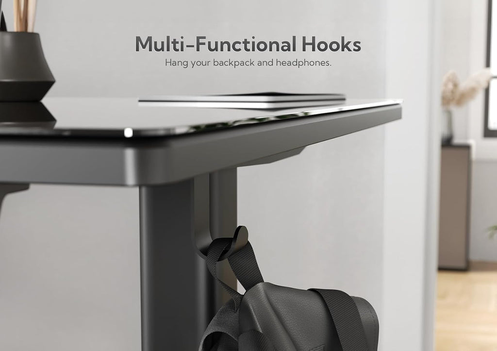 Claiks Glass Standing Desk, 40x24 Inch Small Stand Up Desk Electric Adjustable Height Quick Install Computer Desk for Home Office, Black