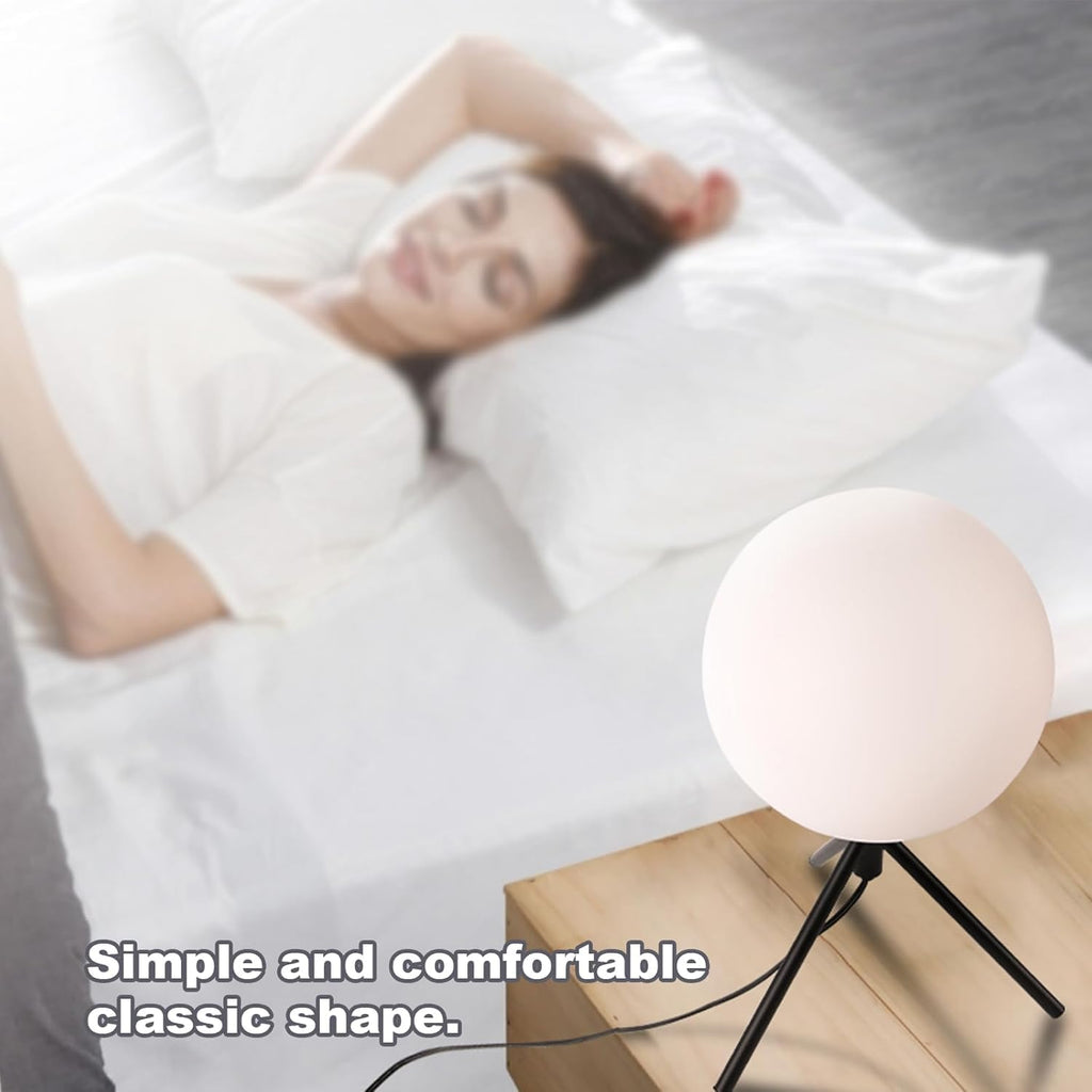 Black Globe Table Lamp Set of 2, Modern Minimalist Table Lamp with Milky White Shade, 8' Glass Ball Bedside Lamp Orb Nightstand Lamp Small Desk Lamps for Bedroom Living Room Home Office Study