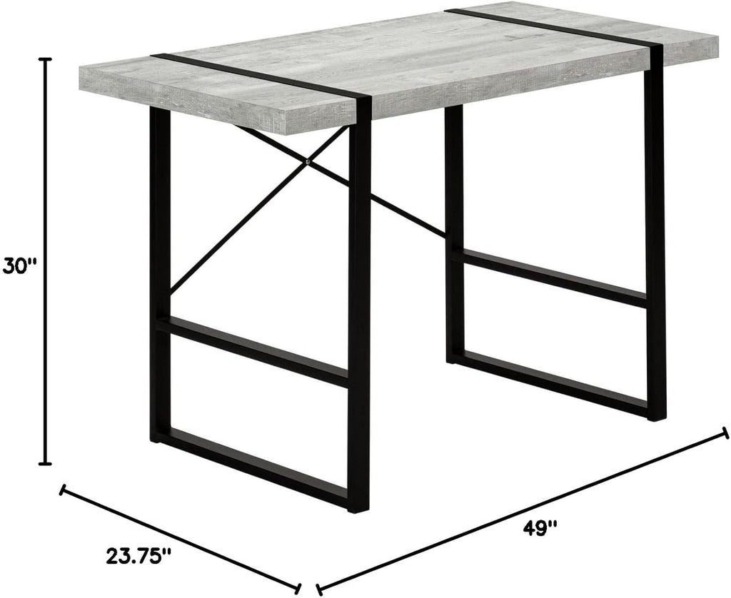 Monarch Specialties Laptop Table for Home & Office-Study Computer Desk-Industrial Style-Metal Legs, 48' L, Gray Reclaimed