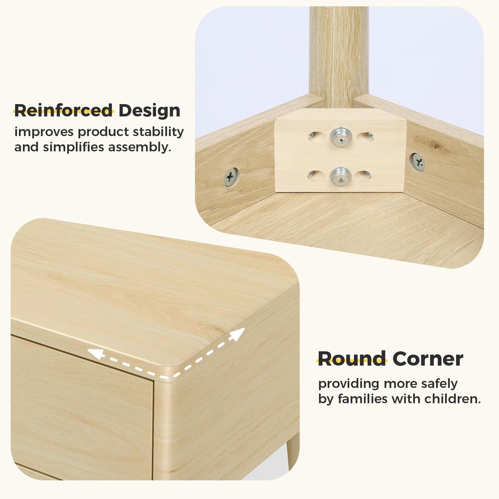 FUNKOCO Small Wood Desk with Drawers - 40 Inch Home Office Study Writing Desk for Bedroom, Vanity Desk with 4 Solid Legs, Modern Computer Desk for Small Spaces