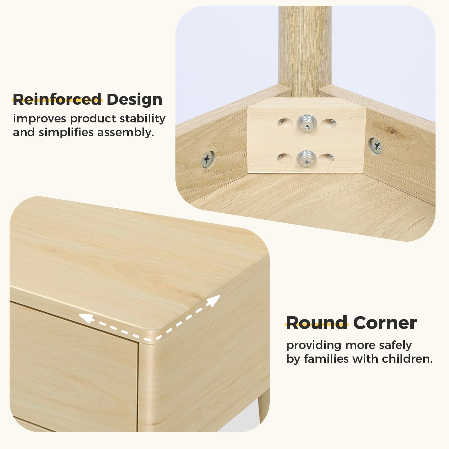 FUNKOCO Small Wood Desk with Drawers - 40 Inch Home Office Study Writing Desk for Bedroom, Vanity Desk with 4 Solid Legs, Modern Computer Desk for Small Spaces