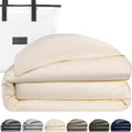 Luxury Bamboo Viscose Duvet Cover | 100% Pure Bamboo Viscose, Soft, Breathable and Cooling for Hot Sleeper | Piped Edge, Hidden Zipper Closure, 8 Corner Ties and Button Closure (Cream, Queen Size)