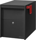 Adoorn Lockable Post Mount Mailboxes for Outside - Large Anti-Theft Locking Mailbox for Packages and Letters - Weatherproof Construction - Durable Steel - 15.5' H x 12' W x 18.5' D - Black
