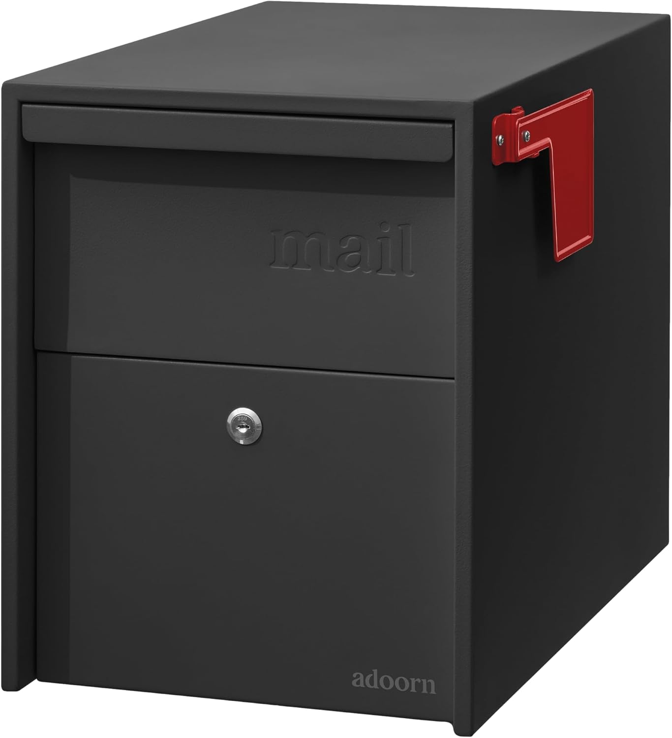 Adoorn Lockable Post Mount Mailboxes for Outside - Large Anti-Theft Locking Mailbox for Packages and Letters - Weatherproof Construction - Durable Steel - 15.5' H x 12' W x 18.5' D - Black