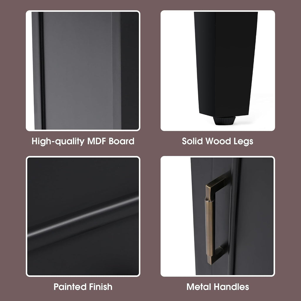 Favfurish 20' Bathroom Vanity with Sink,Water-Resistant Wood One Cabinet Vanities w/Door Shelf Storage and Adiustable Foot Pads,A Drawer,Multi-Functional Storger Space,Black