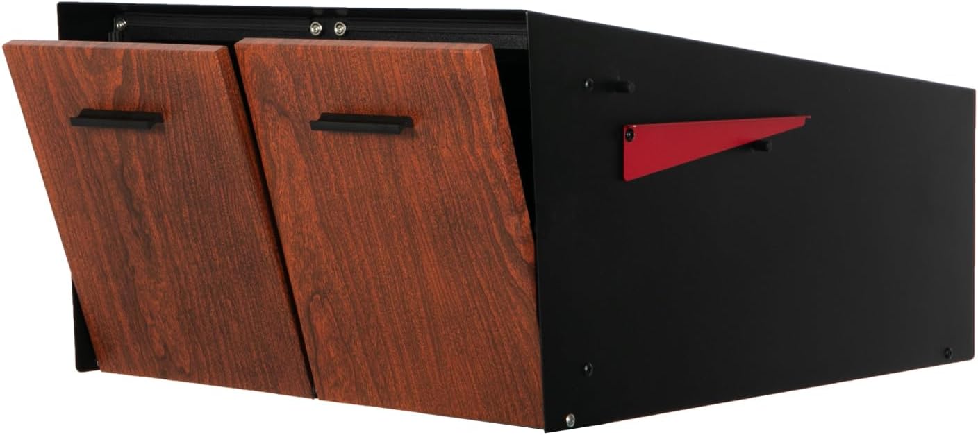 Ilyapa Black Double Mailbox, Post Mount Mailboxes for Outside- Two Sided Mail Box for 2 Houses with Standard Single Mounting, Door Numbering Kit, Outdoor All Weather with Magnetic Doors
