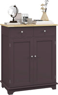 HOMCOM Sideboard Buffet Cabinet with Solid Wood Countertop, Modern Kitchen Storage Cabinet, Coffee Bar Cabinet with 2 Drawers, Doors and Adjustable Shelf, Coffee